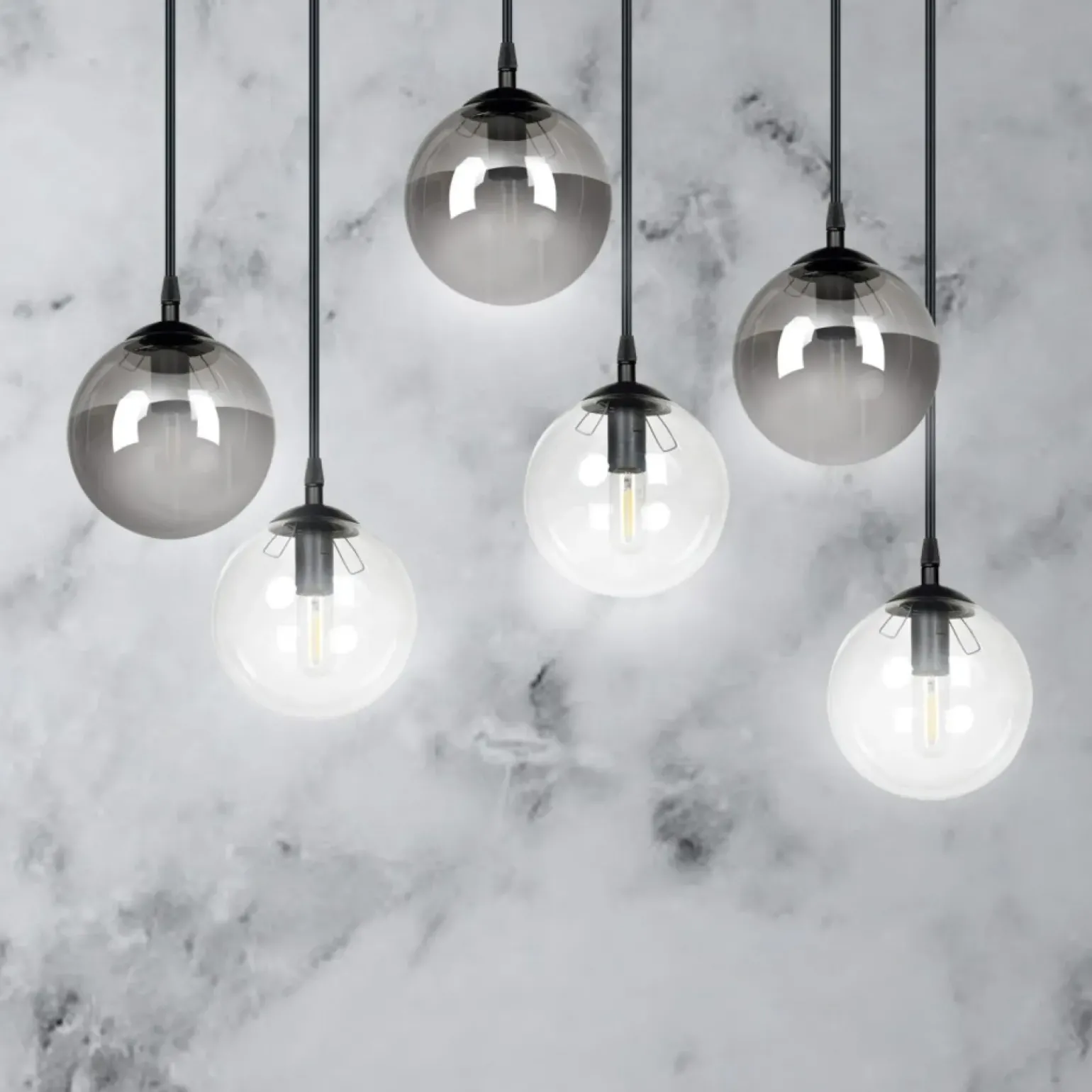 Flash Sale Czarno biała lampa wisząca regulacja wysokości 714/6M2 | Kaja Żyrandole Nowoczesne