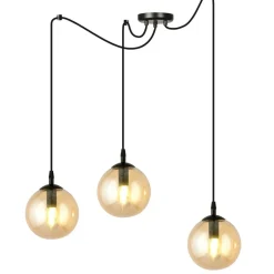 New Czarno miodowa lampa wisząca z kulistymi kloszami 938/3 | Kaja Żyrandole Nowoczesne