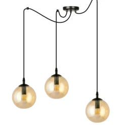 New Czarno miodowa lampa wisząca z kulistymi kloszami 938/3 | Kaja Żyrandole Nowoczesne