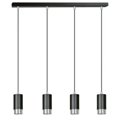 Cheap Czarno srebrna lampa wisząca na listwie 816/4 | Kaja Oświetlenie Żyrandole Nowoczesne