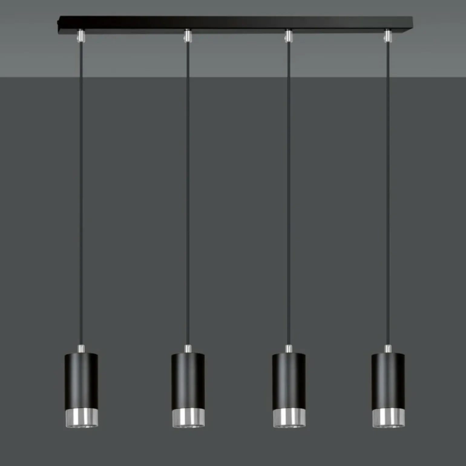 Cheap Czarno srebrna lampa wisząca na listwie 816/4 | Kaja Oświetlenie Żyrandole Nowoczesne