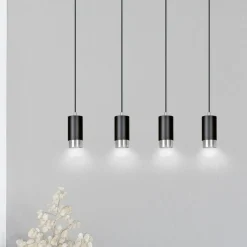 Cheap Czarno srebrna lampa wisząca na listwie 816/4 | Kaja Oświetlenie Żyrandole Nowoczesne