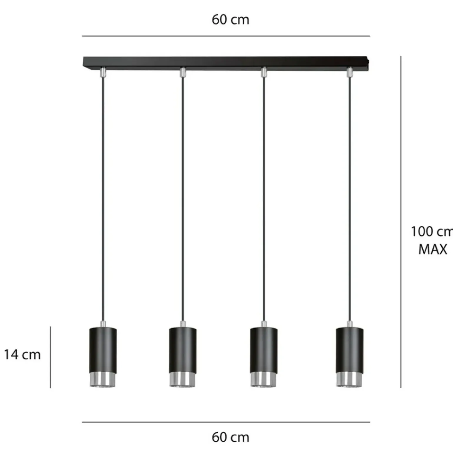 Cheap Czarno srebrna lampa wisząca na listwie 816/4 | Kaja Oświetlenie Żyrandole Nowoczesne