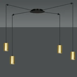 Cheap Czarno złota lampa wisząca na cztery żarówki 526/4 | Kaja Oświetlenie Żyrandole Nowoczesne