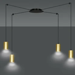 Cheap Czarno złota lampa wisząca na cztery żarówki 526/4 | Kaja Oświetlenie Żyrandole Nowoczesne