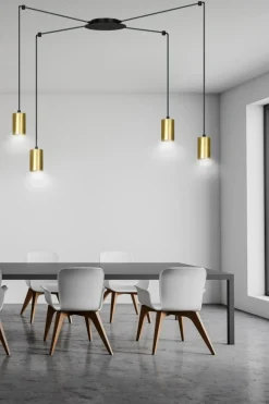 Cheap Czarno złota lampa wisząca na cztery żarówki 526/4 | Kaja Oświetlenie Żyrandole Nowoczesne