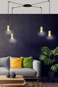 Cheap Czarno złota lampa wisząca na cztery żarówki 526/4 | Kaja Oświetlenie Żyrandole Nowoczesne