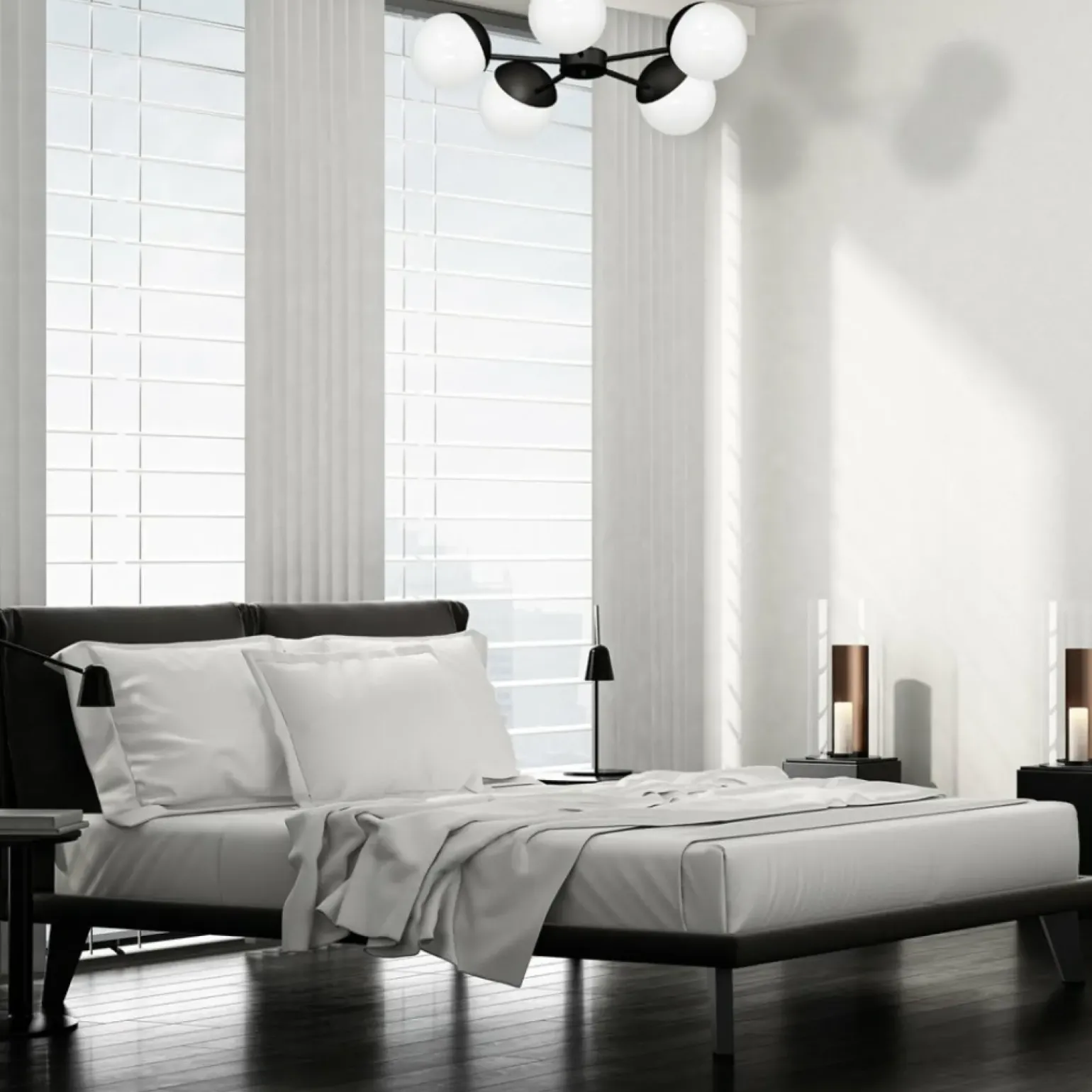 Cheap Czarno-biała, klasyczna lampa wisząca do salonu MLP8866 z serii SFERA | Kaja Ośw Żyrandole Nowoczesne