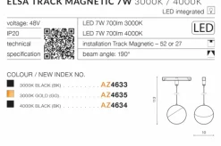 Sklep Kaja Czarno-biała lampa do szyny jednofazowej AZ4633 ELSA | Kaja