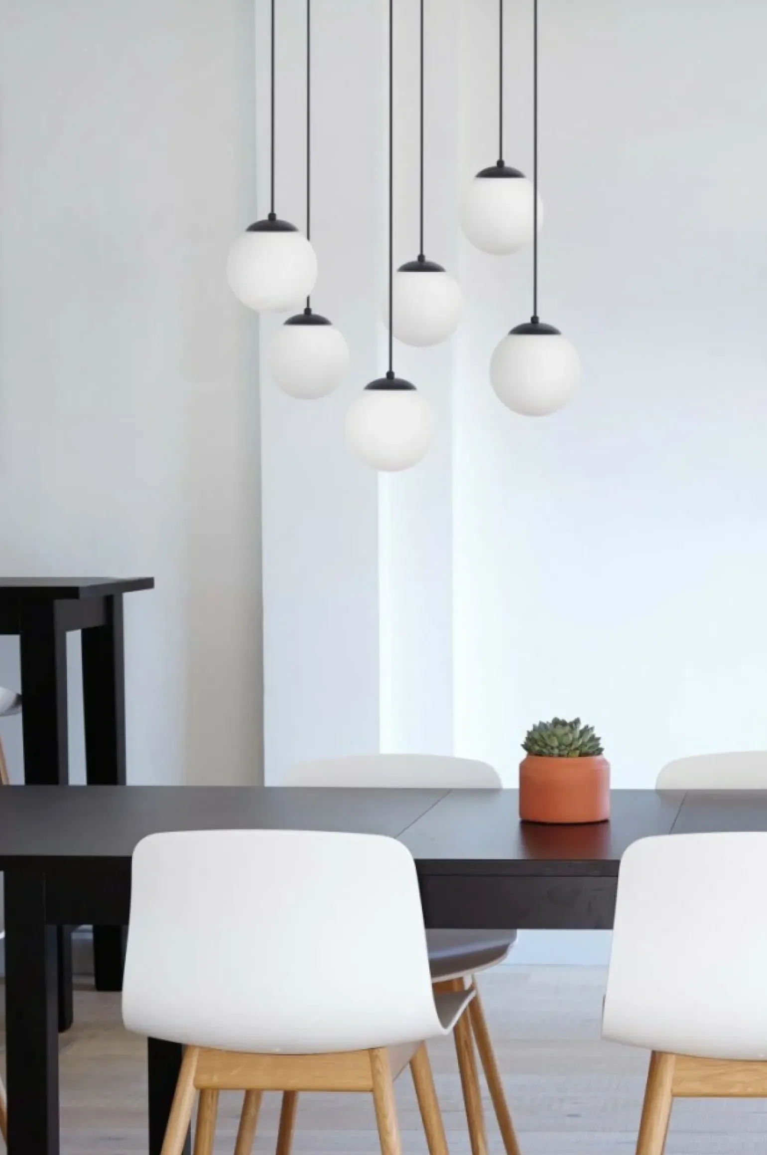 Store Czarno-biała lampa wisząca na sześć żarówek K-4748 | Kaja Oświetlenie Żyrandole Nowoczesne