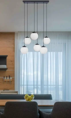 Store Czarno-biała lampa wisząca na sześć żarówek K-4748 | Kaja Oświetlenie Żyrandole Nowoczesne