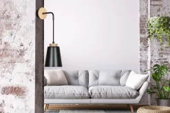 Sklep Kaja Czarno-drewniany kinkiet na jedną żarówkę 442/K1 | Kaja Oświetlenie