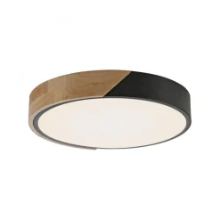 Sklep Kaja Czarno-drewniany plafon LED w formie koła ZM 14288-18 BILA | Kaja