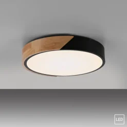 Sklep Kaja Czarno-drewniany plafon LED w formie koła ZM 14288-18 BILA | Kaja