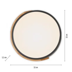 Sklep Kaja Czarno-drewniany plafon LED w formie koła ZM 14288-18 BILA | Kaja