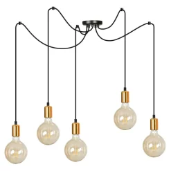 Shop Czarno-miedziana lampa wisząca w stylu loftowym 446/5 | Kaja Żyrandole Nowoczesne