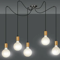 Shop Czarno-miedziana lampa wisząca w stylu loftowym 446/5 | Kaja Żyrandole Nowoczesne