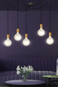 Shop Czarno-miedziana lampa wisząca w stylu loftowym 446/5 | Kaja Żyrandole Nowoczesne