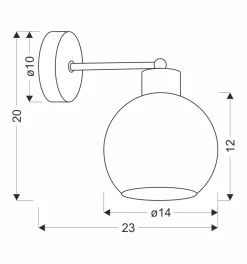 Sklep Kaja Czarno-złota lampa ścienna, kulisty klosz 21-21052 z serii AMANDA | Kaja Oświetl