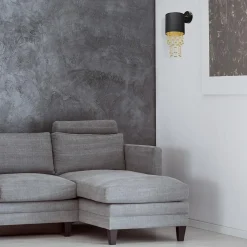 Sklep Kaja Czarno-złota lampa ścienna, kinkiet MLP6438 z serii ALMERIA | Kaja Oświetlenie