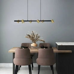 Clearance Czarno-złota lampa nad wyspę kuchenną LP-731/6L GD SNOW | Kaja Żyrandole Nowoczesne