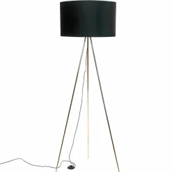 Sklep Kaja Czarno-złota lampa podłogowa z abażurem H06-GD-BK INGA | Kaja