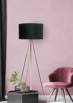 Sklep Kaja Czarno-złota lampa podłogowa z abażurem H06-GD-BK INGA | Kaja