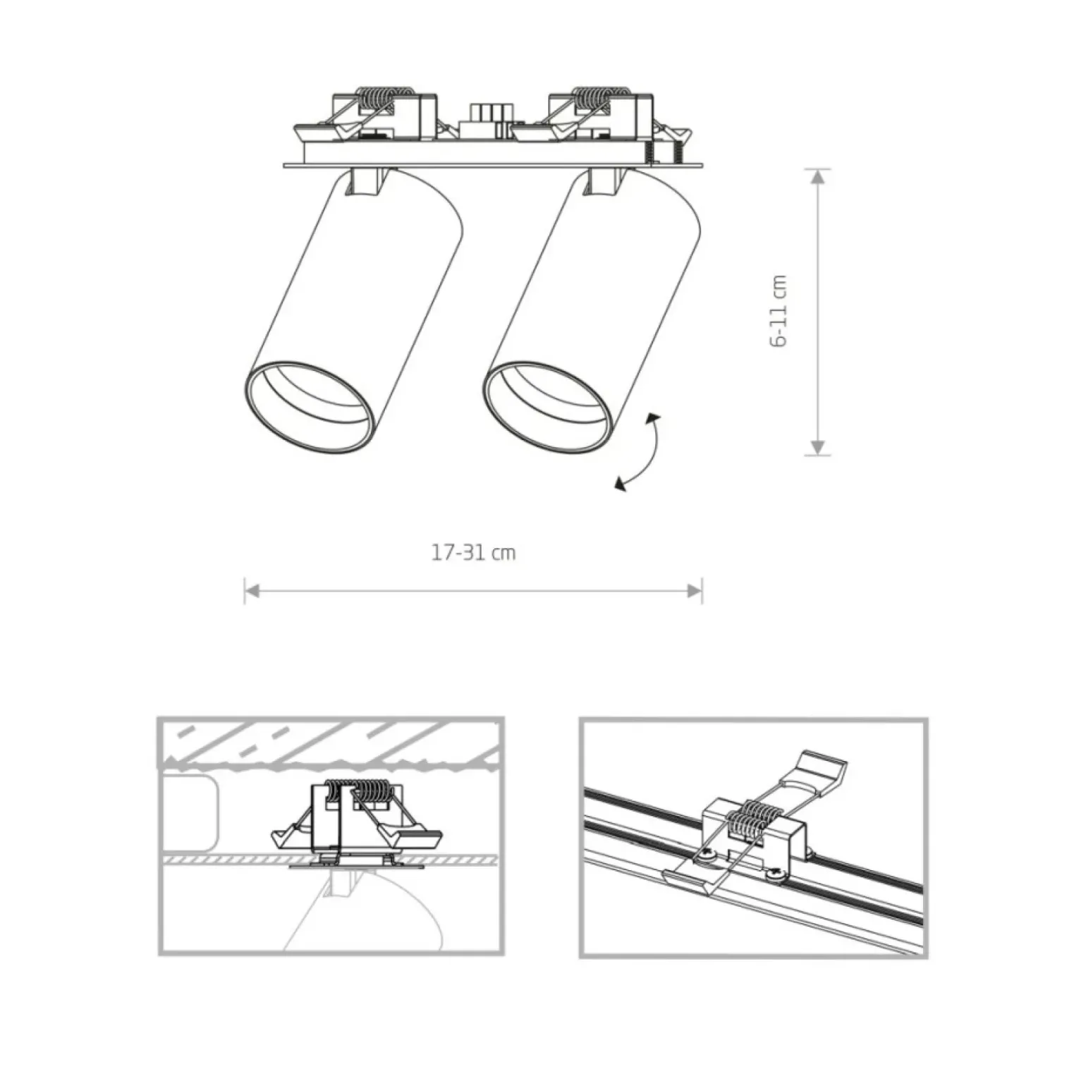 Sklep Kaja Czarno-złota lampa podtynkowa, dwa reflektory 7690 | Kaja Oświetlenie