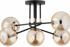 Cheap Czarno-złota lampa sufitowa z kulistymi kloszami AL 63131 z serii ESTER | Kaja O Żyrandole Nowoczesne