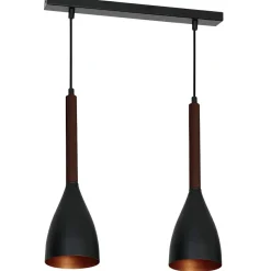 Store Czarno-złota lampa wisząca, dwa klosze LX 9160 z serii MUZA | Kaja Żyrandole Nowoczesne