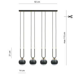 Shop Czarno-złota lampa wisząca, regulowane zwisy 1113/4 GLAM | Kaja Żyrandole Nowoczesne