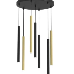 Cheap Czarno-złota lampa wisząca, tuby na G9 MLP8843 z serii MONZA | Kaja Oświetlenie Żyrandole Nowoczesne
