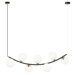 Best Czarno-złota lampa wisząca z mlecznymi kloszami 1298/7 z serii RITZ Żyrandole Nowoczesne