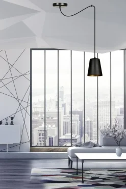 Best Sale Czarno-złota lampa wisząca z dużym gwintem 455/1 | Kaja Oświetlenie Żyrandole Nowoczesne