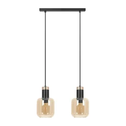 New Czarno-złota lampa wisząca z dwoma kloszami K-5266 z serii DOKA | Kaja Żyrandole Nowoczesne