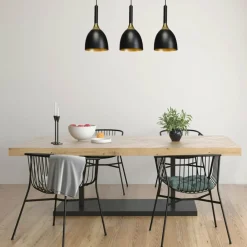 Cheap Czarno-złota lampa wisząca z trzema kloszami MLP6222 z serii CLARK | Kaja Oświet Żyrandole Nowoczesne