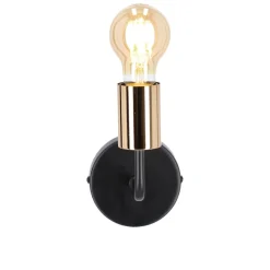 Sklep Kaja Czarno-złoty kinkiet bez klosza 21-56528 SPILL | Kaja Oświetlenie