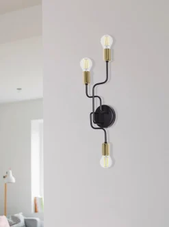 Sklep Kaja Czarno-złoty kinkiet na trzy żarówki K-4946 | Kaja Oświetlenie