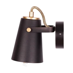 Sklep Kaja Czarno-złoty kinkiet w stylu industrialnym K-8114 z serii NOKA | Kaja