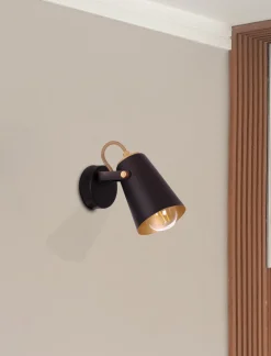 Sklep Kaja Czarno-złoty kinkiet w stylu industrialnym K-8114 z serii NOKA | Kaja