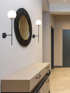 Sklep Kaja Czarno-złoty kinkiet z białym kloszem K-4916 ISLA | Kaja Oświetlenie