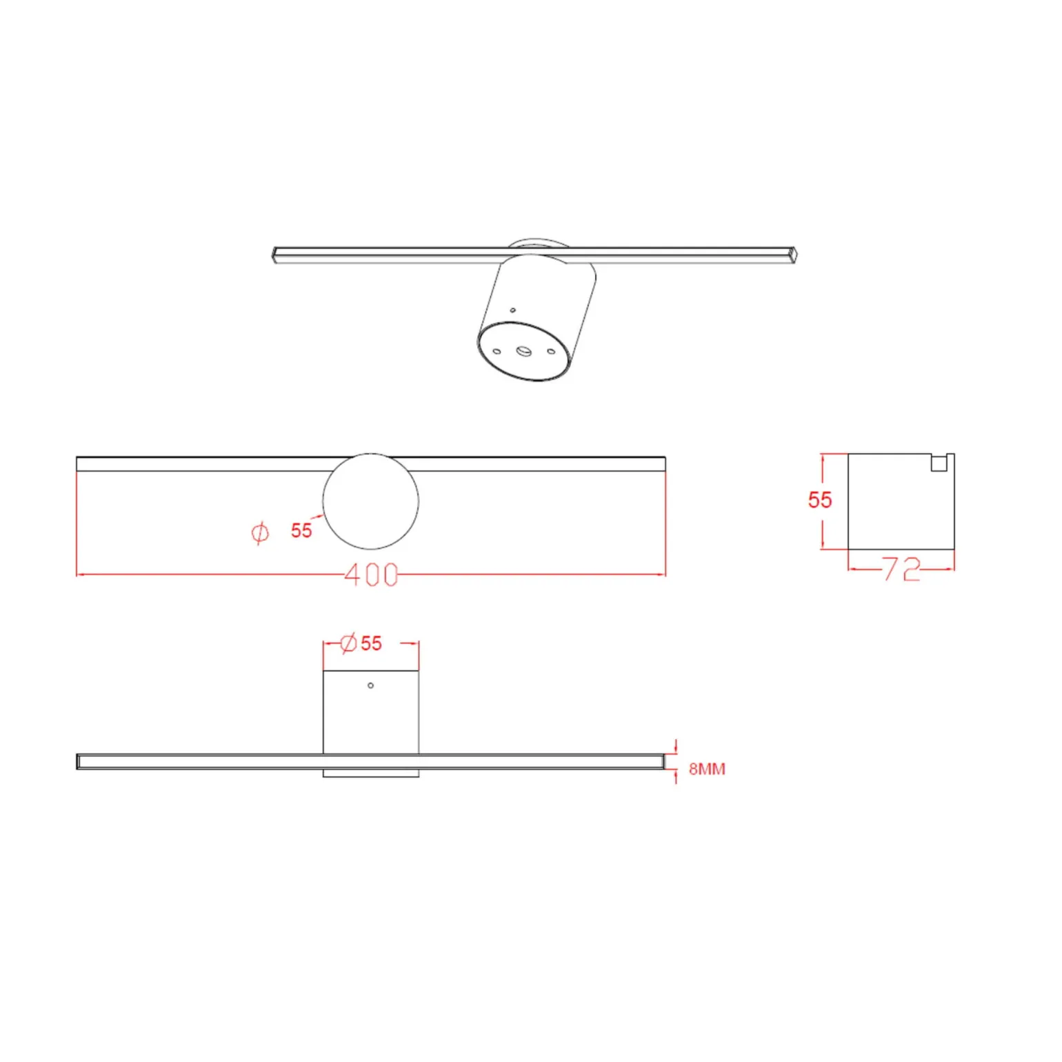 Sklep Kaja Czarny kinkiet do łazienki 40cm 6W LP-777/1W M BK z serii MODERN SLIM