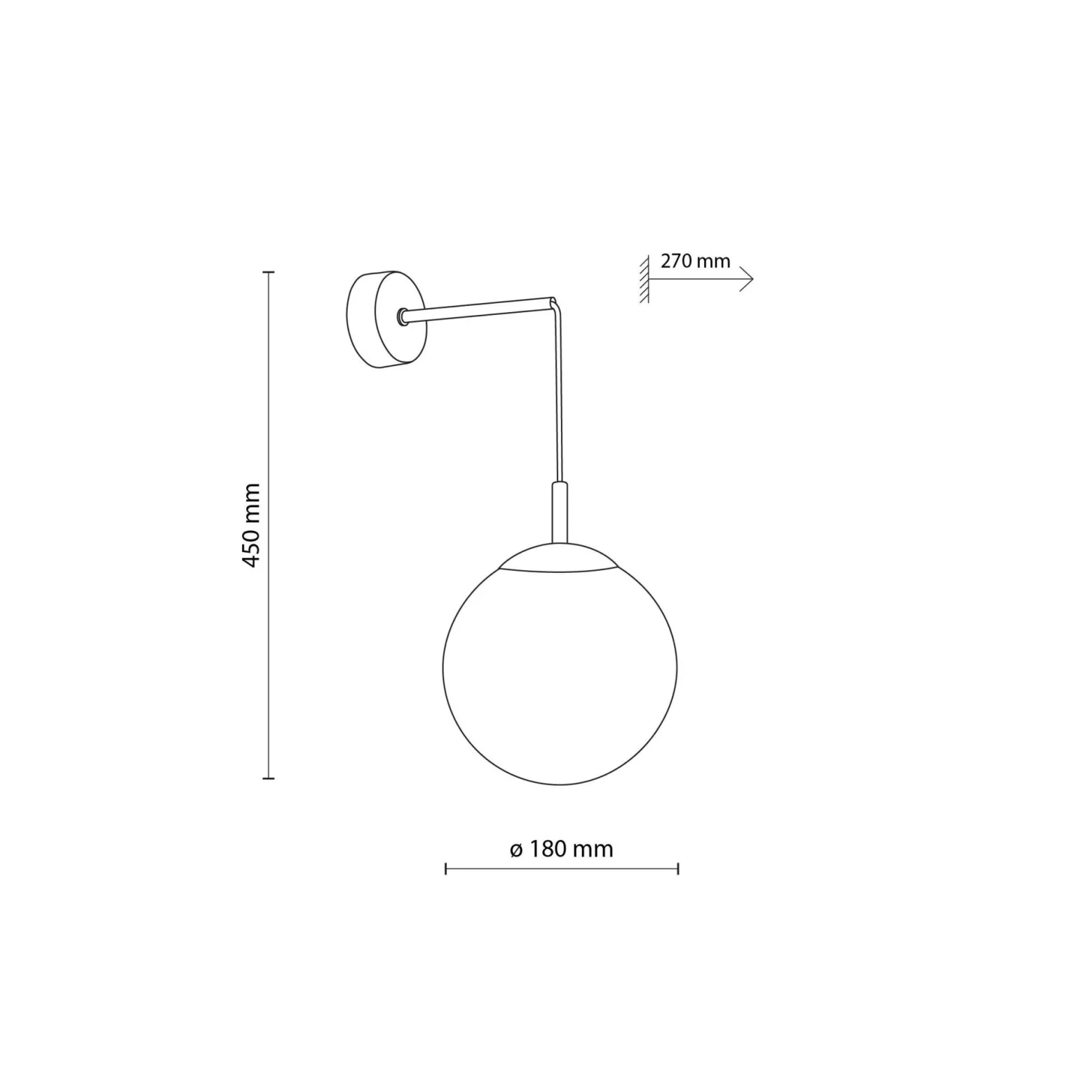 Sklep Kaja Czarny kinkiet z białą wiszącą kulą TK 5388 ESME WHITE | Kaja