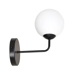 Sklep Kaja Czarny kinkiet z białym kulistym kloszem 734/K1B | Kaja Oświetlenie