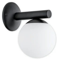 Sklep Kaja Czarny kinkiet z białym kulistym kloszem O2910 K1 CZA | Kaja