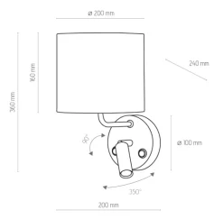 Sklep Kaja Czarny kinkiet z dwoma włącznikami TK 4234 RICHI | Kaja Oświetlenie