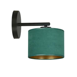 Sklep Kaja Czarny kinkiet z zielono-złotym abażurem 1051/K1 HILDE | Kaja