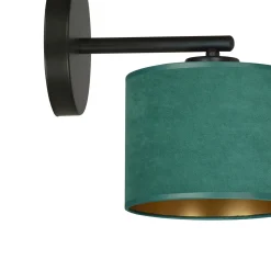 Sklep Kaja Czarny kinkiet z zielono-złotym abażurem 1051/K1 HILDE | Kaja