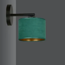 Sklep Kaja Czarny kinkiet z zielono-złotym abażurem 1051/K1 HILDE | Kaja