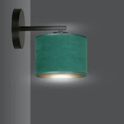 Sklep Kaja Czarny kinkiet z zielono-złotym abażurem 1051/K1 HILDE | Kaja